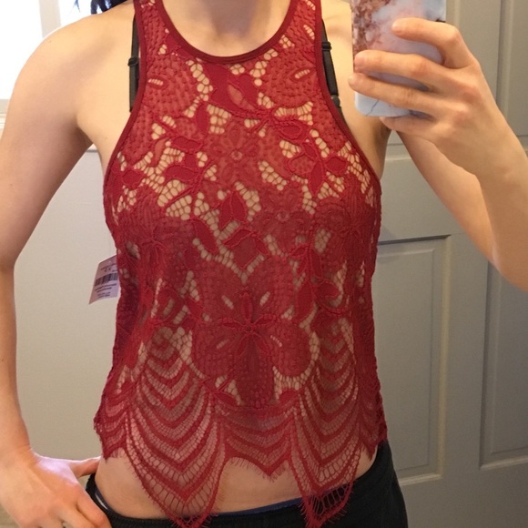 Express Tops - NWT Express racerback lace overlay tank XS